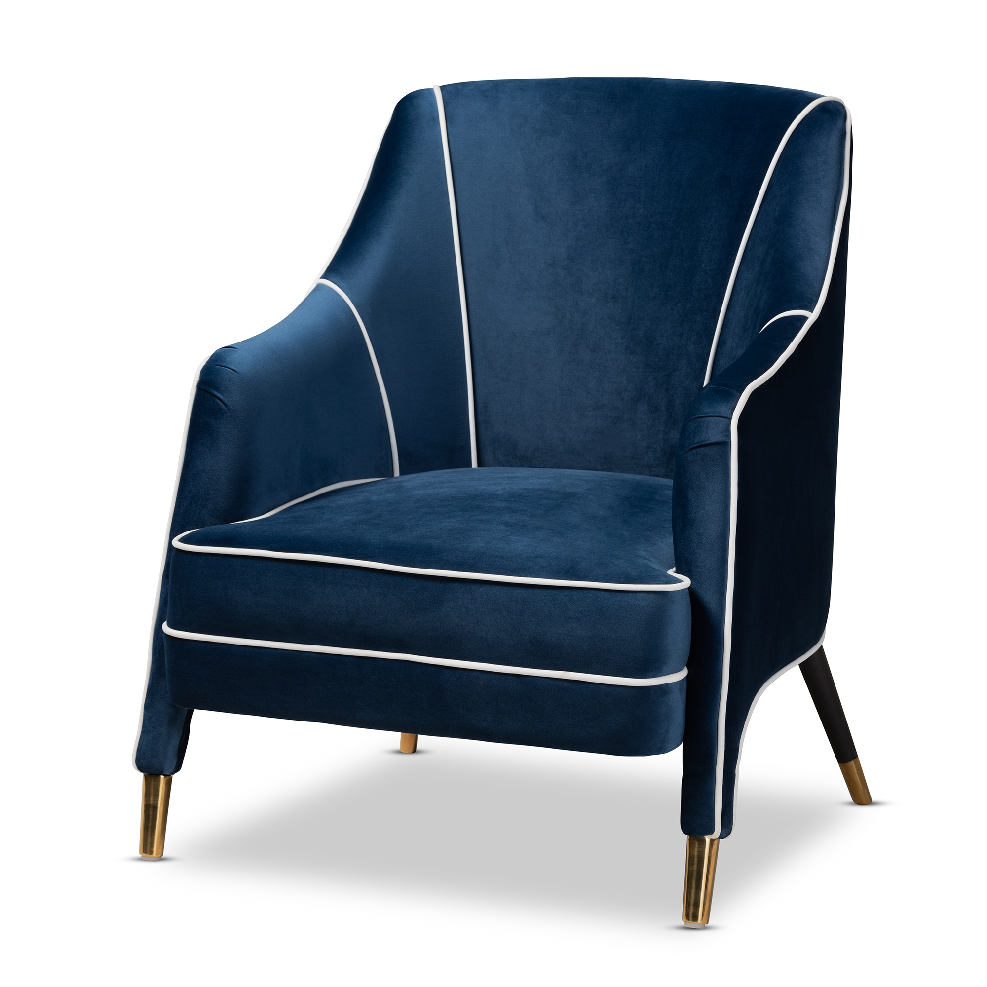Navy Blue And Gold Armchair / Versanora Chelsea Midcentury Navy Blue